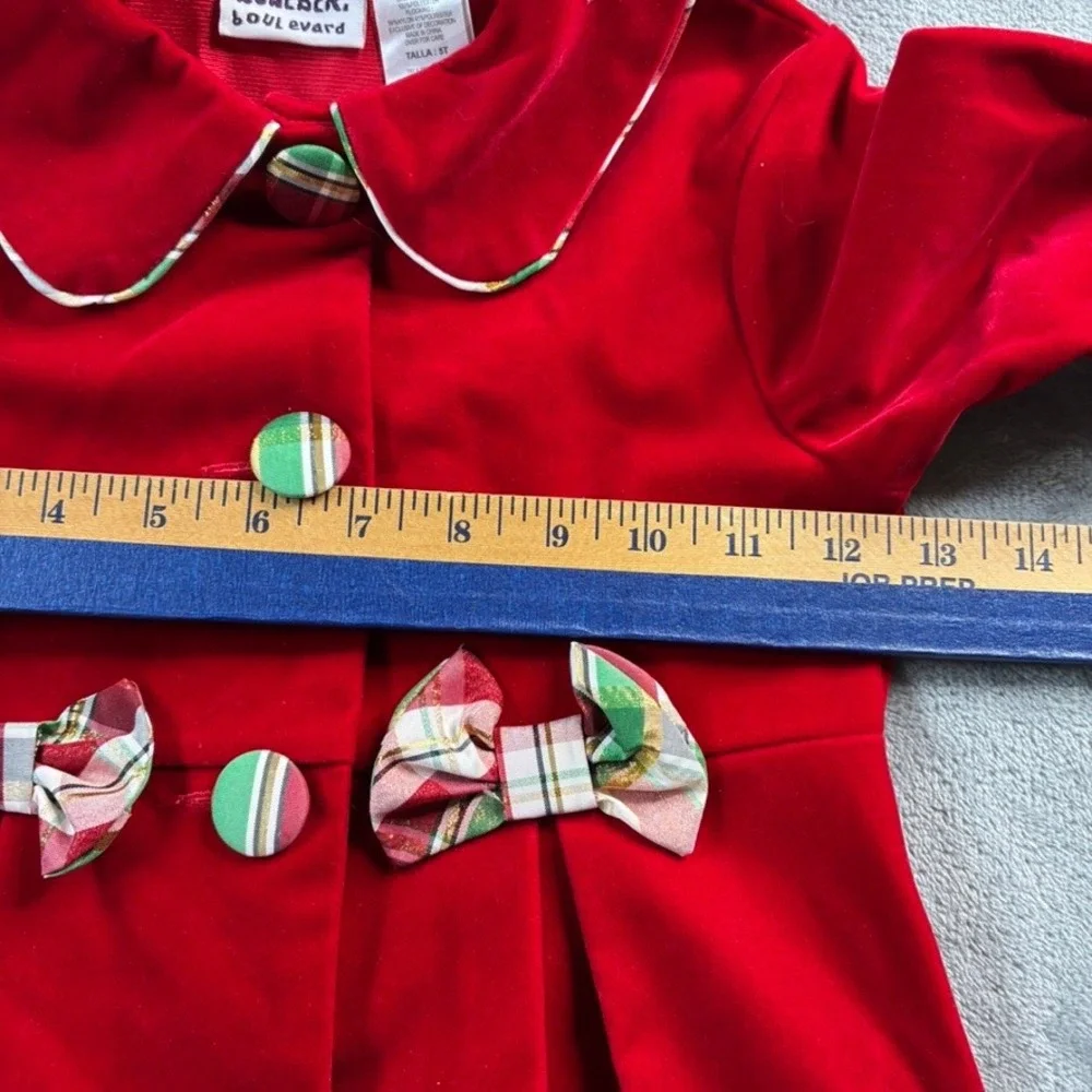 Blueberry Boulevard Girls Red Velvet Holiday Coat Dress Size 5T‎ EUC